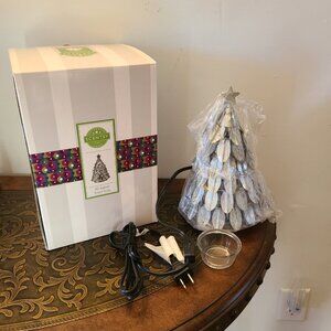 CHRISTMAS TREE WARMER SCENTSY ALL AGLOW Grey SMALL Metal Pine Tree Winter 9”